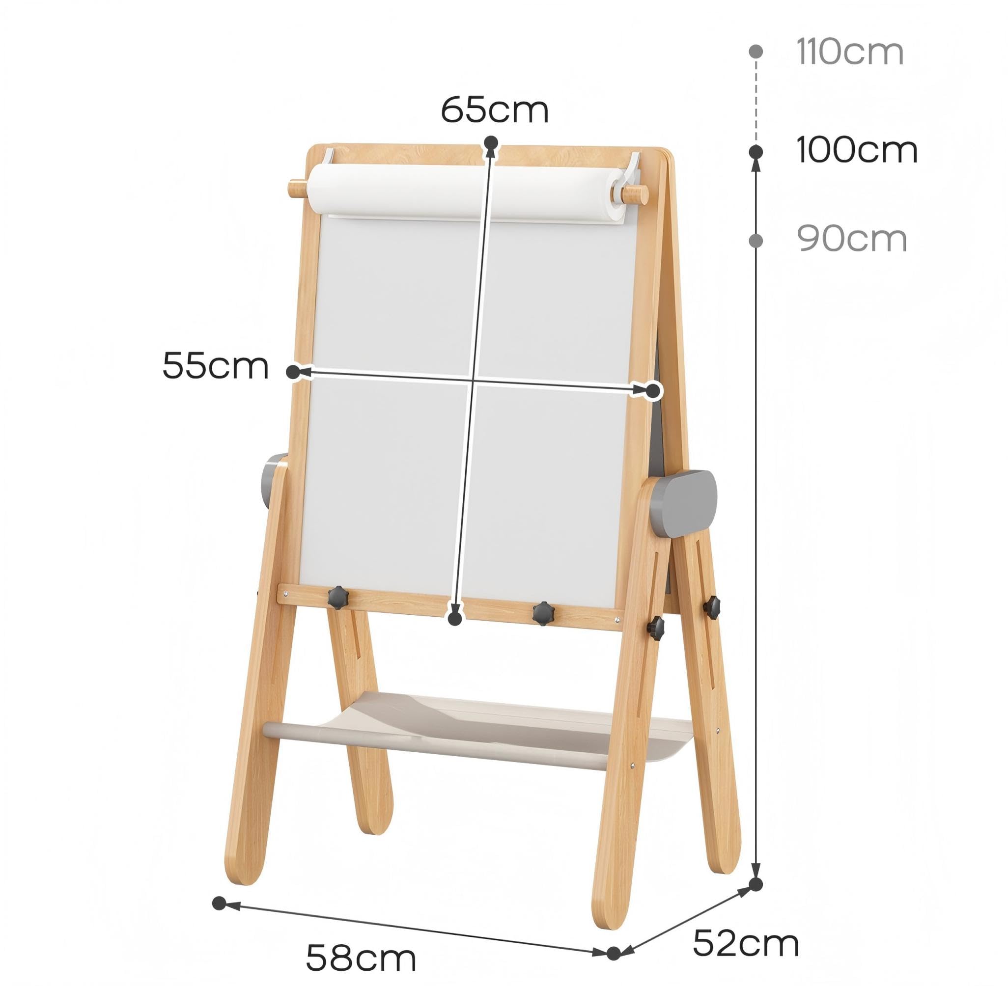 BanaSuper Caballete Infantil Plegable Altura Ajustable (90-110cm) - Pizarra para Niños, Pizarra Magnética Doble Cara con Pizarra Blanca, Tablero Dibujo Madera para Juego Creativo de Niños