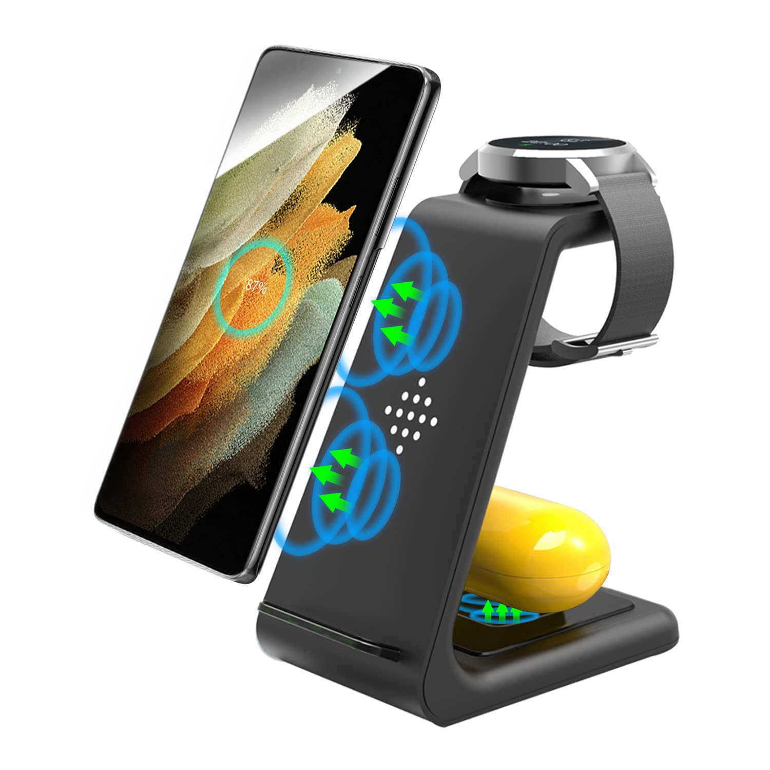 Amazon.co.jp: ワイヤレス充電器 置くだけ 3in1 QI急速 Android