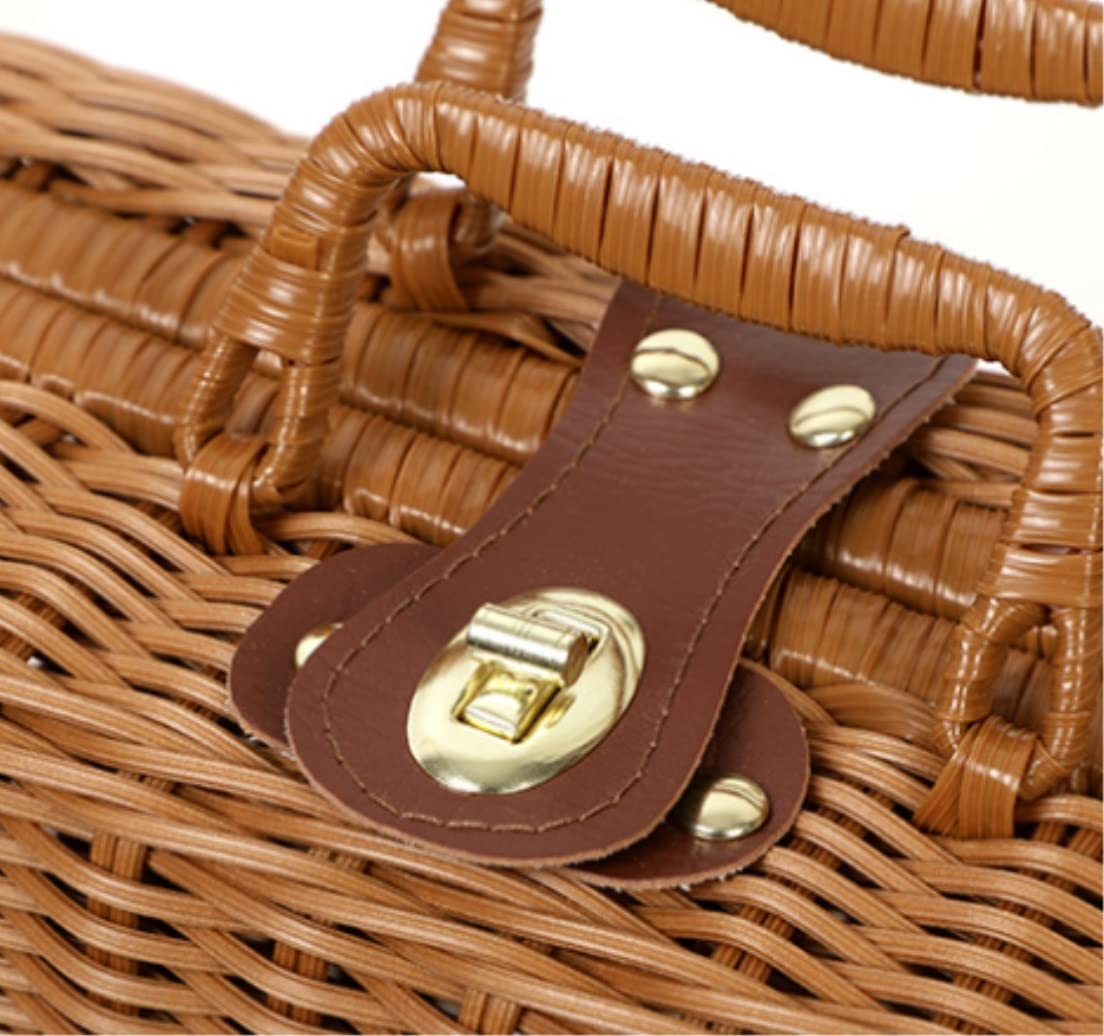 Cesta De Picnic para Jardín Maleta de Picnic Vintage, Cesta Almacenamiento Tejida, Caja ratán, cestas lavandería Mimbre Tejidas para Picnic Almacenamiento De Frutas(30 * 13 * 21cm)