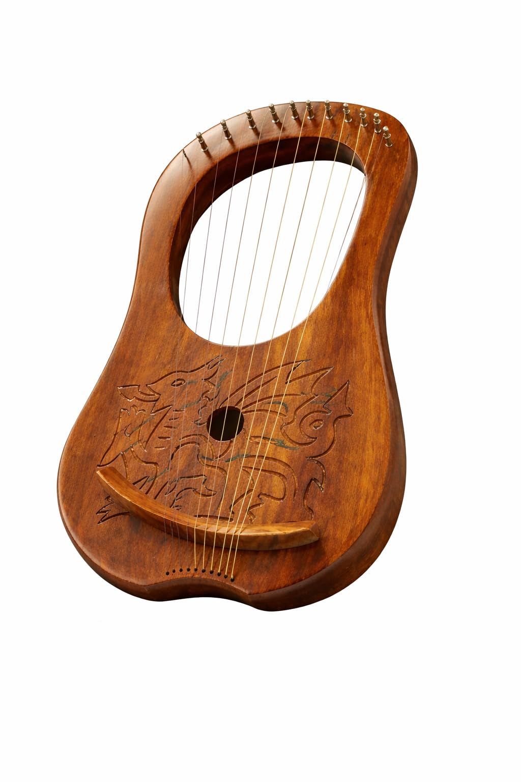 Lyre Harpe gravée Dragon gallois celtique / Lyra Harpe Sheesham Dragon en bois de sheesham