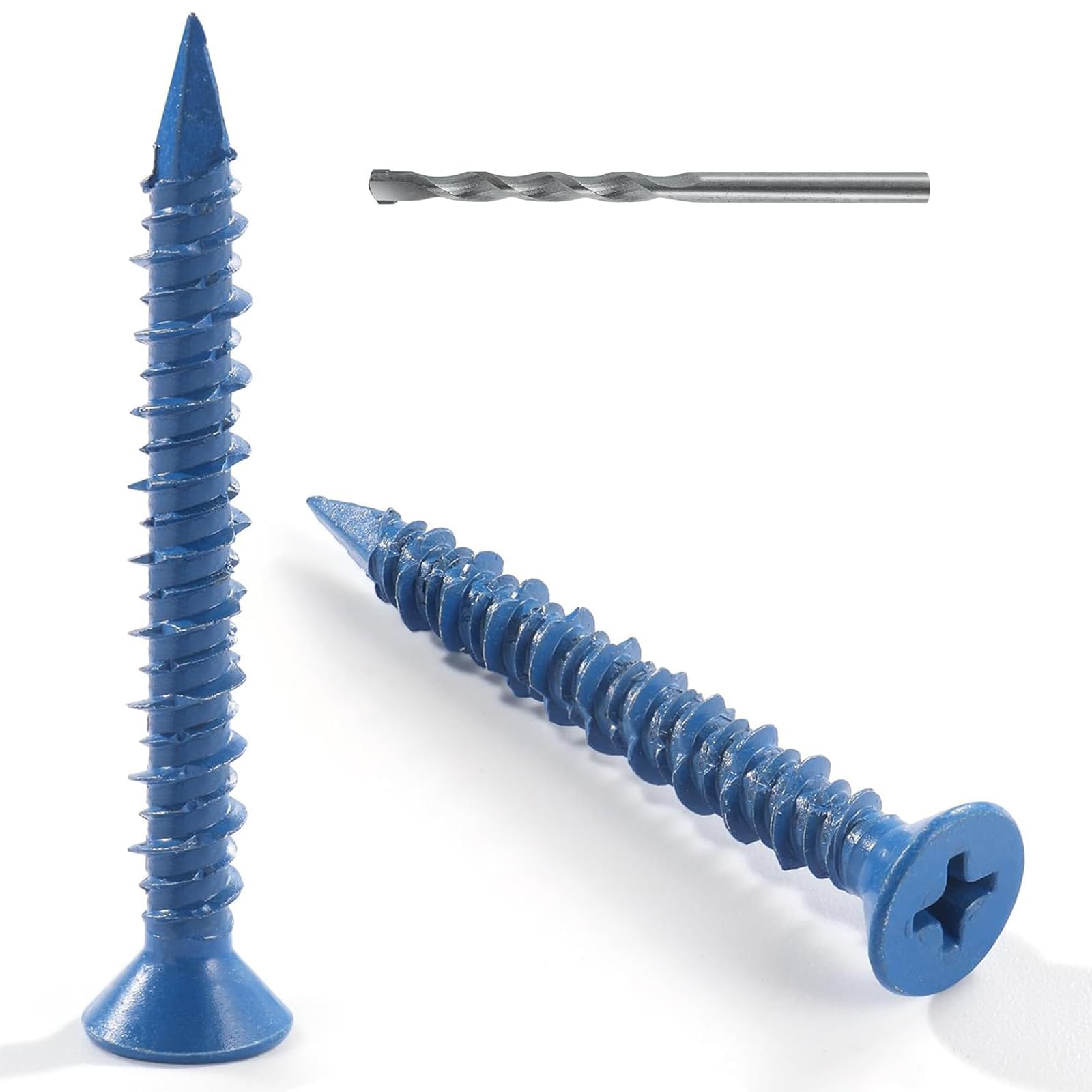 1/4 x 2-3/4 Inch 36Pcs Concrete Screws, Flat Head Screw Anchor with Drill Bit, for Masonry, Block, Brick, Cement, Stucco, Diamond Point