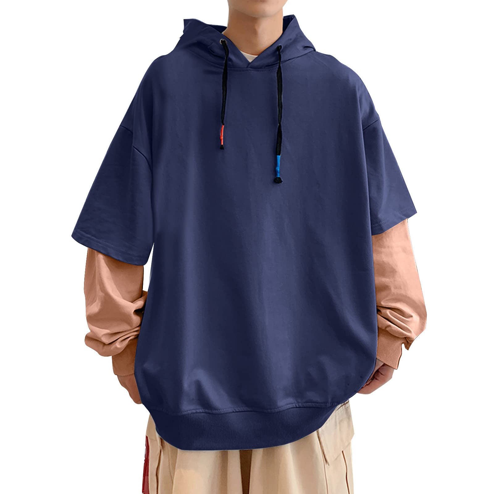 Hoodie Uomo Texture Morbida Felpa Casual Maglia Cotone Pullover Urbano Quotidiano Primavera Autunno