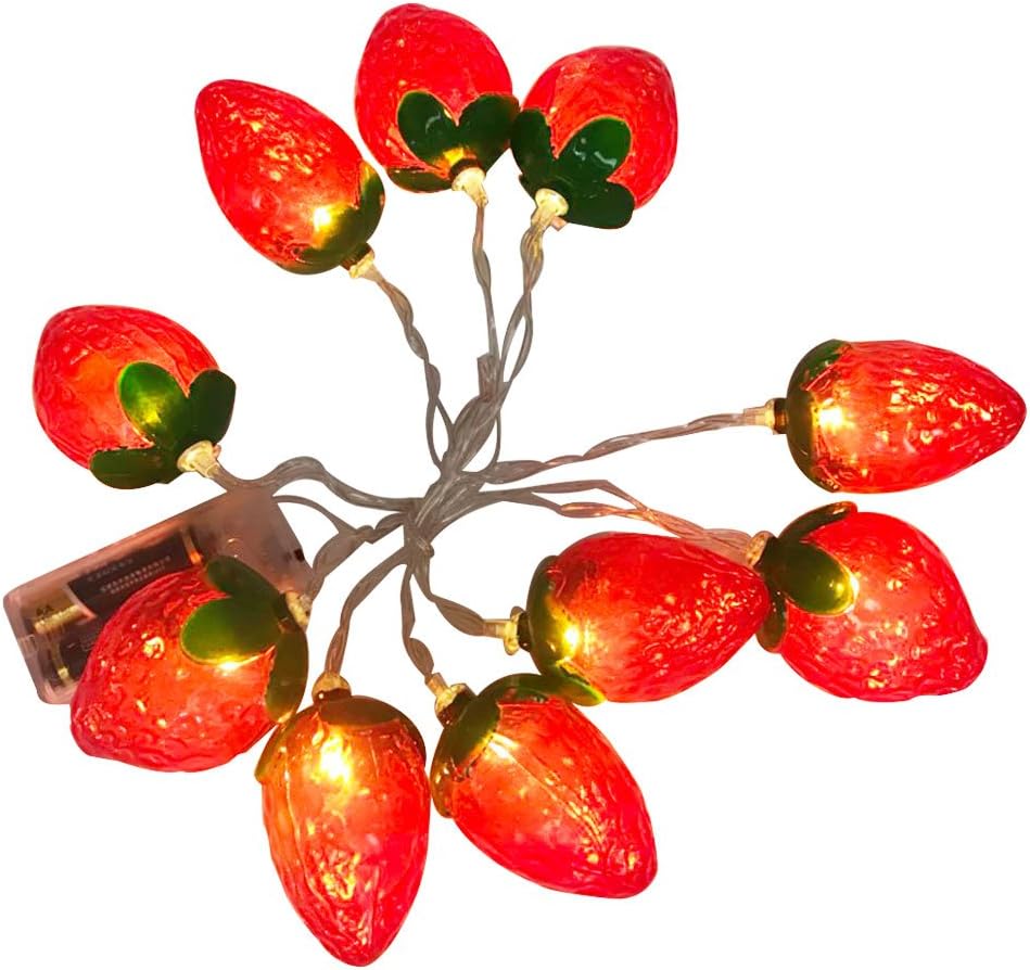 10 LED Strawberry String Lights Battery Operated Fairy String Lights for Garden,Room Indoor and Outdoor Birthday Wedding Party Decoration