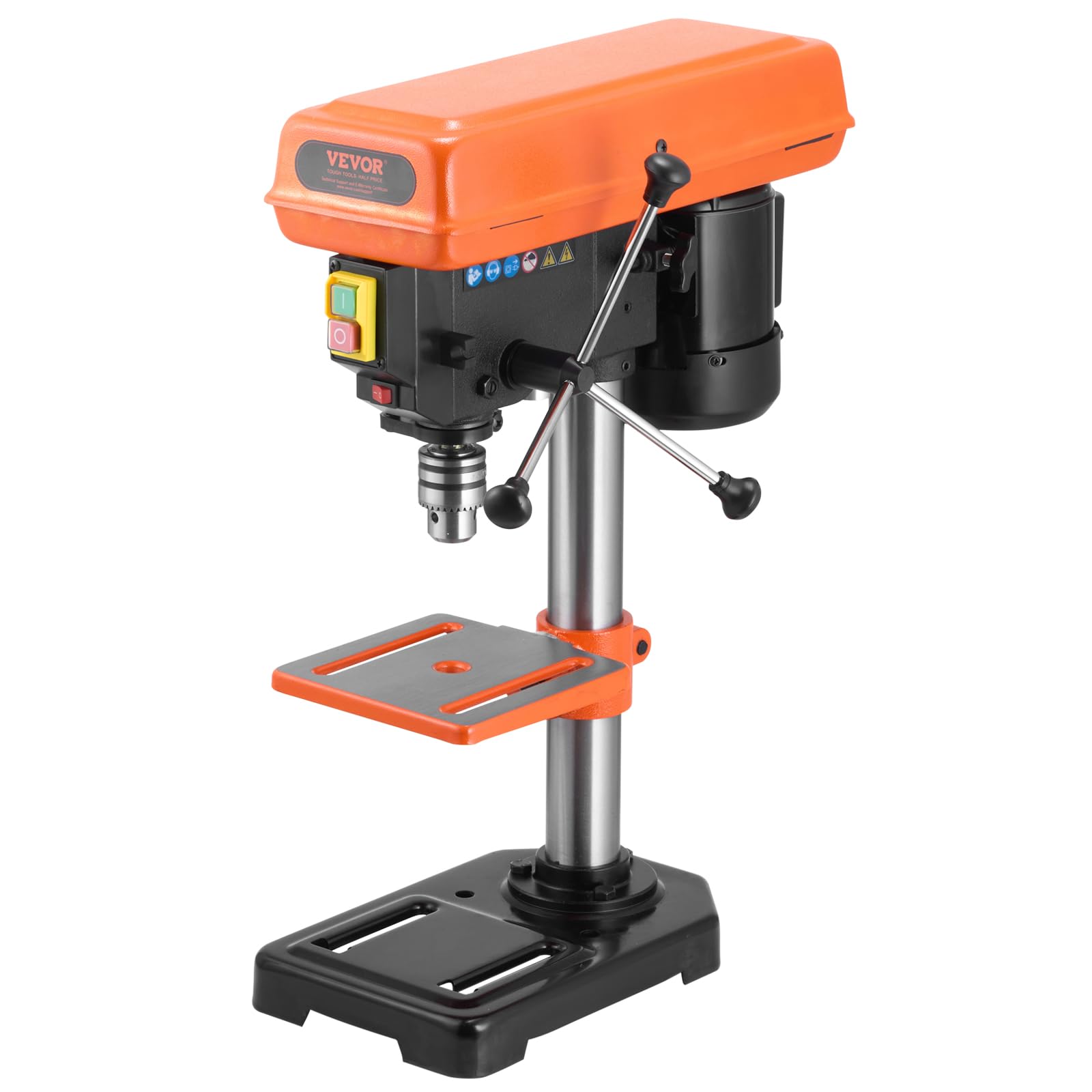 VEVOR Taladro de Banco de 203,2 mm, Motor de Inducción de 750 W, Velocidad Ajustable de 500/890/1400/1900/2500 RPM, Mesa de Trabajo Inclinable de 0 a 45°, Luz de Trabajo LED para Madera y Metal
