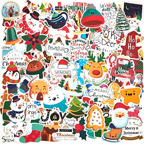 Christmas Decorations Stickers for Kids,100 Pcs Christmas Cartoon Cute Waterproof Vinyl Decals for Envelopes,Laptop,Car,Water Bottle,Bike Skateboards,Gifts,Tags,Crafts,Windows