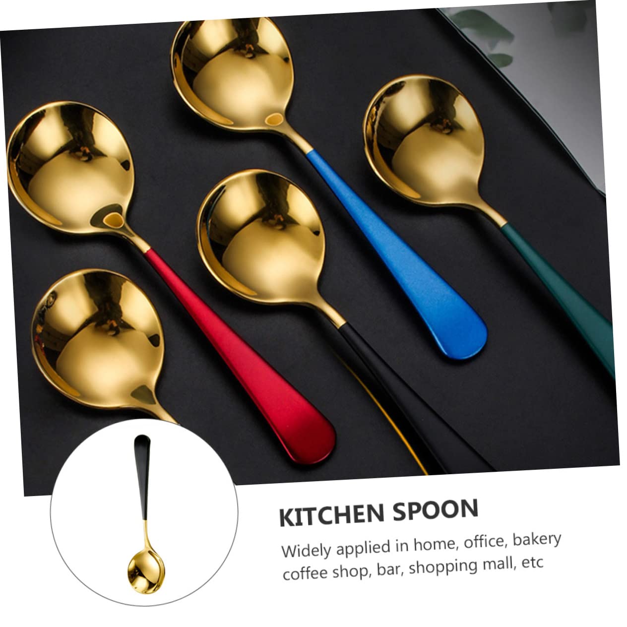 COLLBATH Stainless Steel Dessert Spoons Ice Spoon Set Silverware for Baking Serving