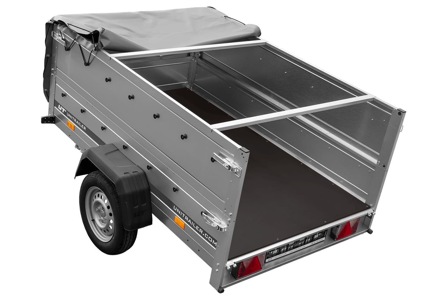 UNITRAILER Anhänger kippbar Garden Trailer 201 Kipp mit zusätzlichen Bordwänden, Stützrad und Flachplane