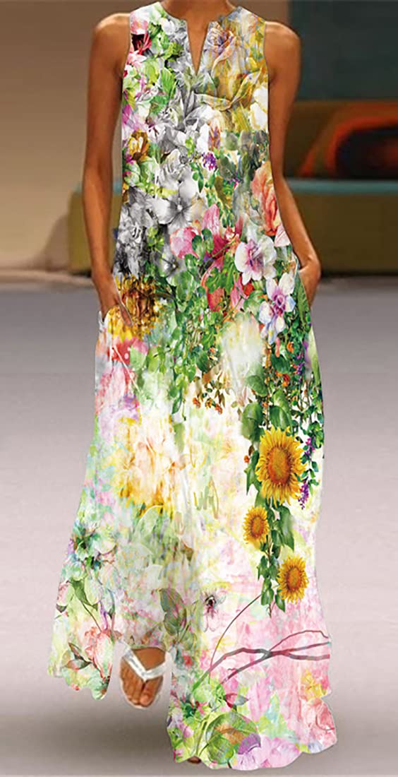 WINKEEY Falda Larga para Mujer Falda Extragrande de Verano con Estampado Bohemio