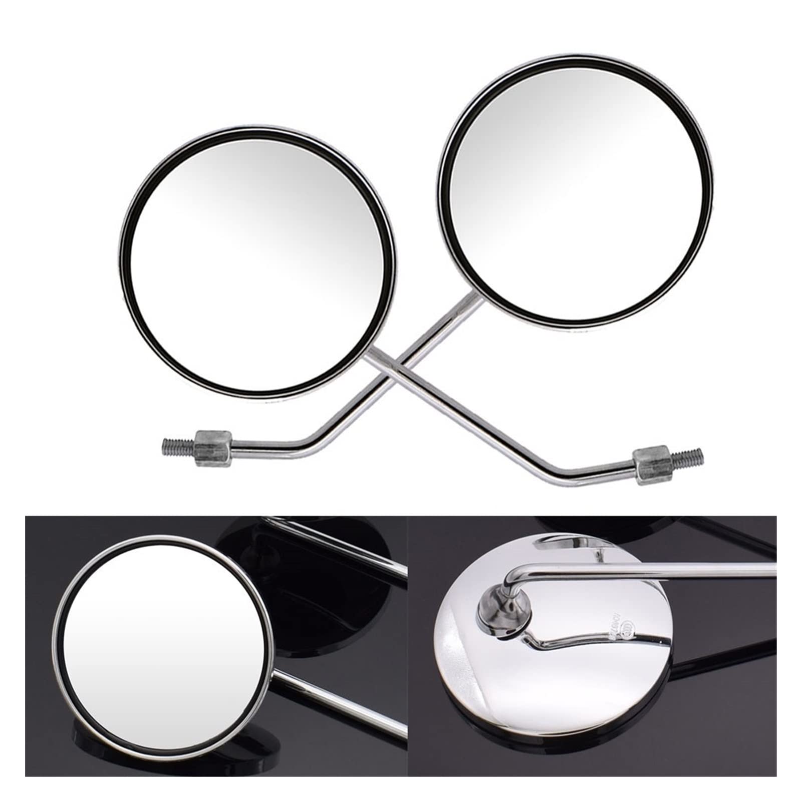 Motocykl Lusterko Wsteczne Elektryczne Lusterka Rowerowe Motorower Lusterko Boczne Okrągłe 8mm 10mmm 10mm Akcesoria (Kolor : Silver)