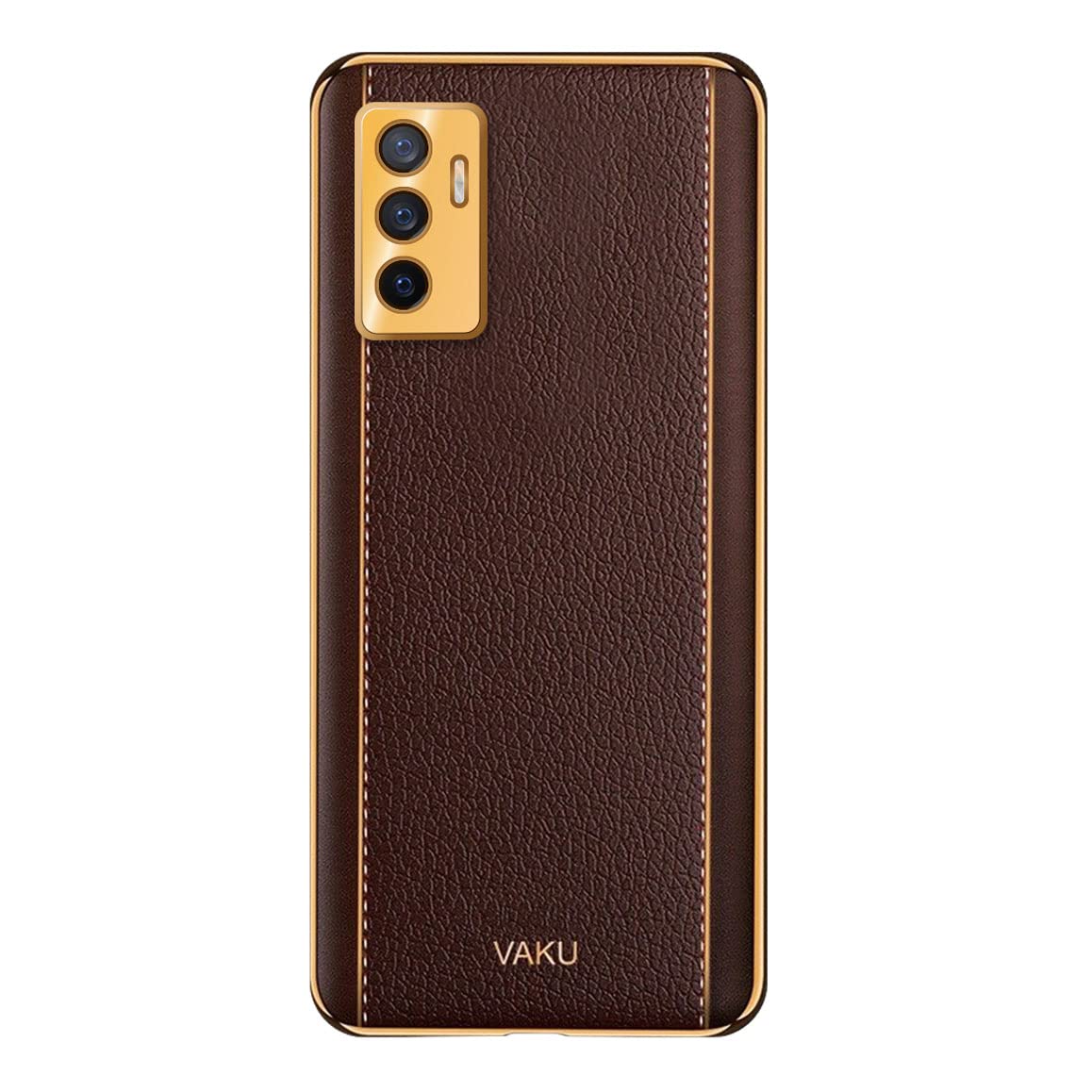 Vaku® Back Cover Case for Vivo V23e 5g Luxemberg Leather Stitched Gold Electroplated Soft TPU Cover| Shockproof Protective Case - Brown (B0BRKZLKSX) Amazon Price History, Amazon Price Tracker