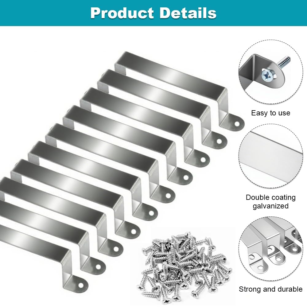 10PCS 304 Stainless Steel Fence Post Security Brackets - Heavy Duty U-Shaped Stabilisers to Silence Wobbly Fencing (Silver) - Image 3
