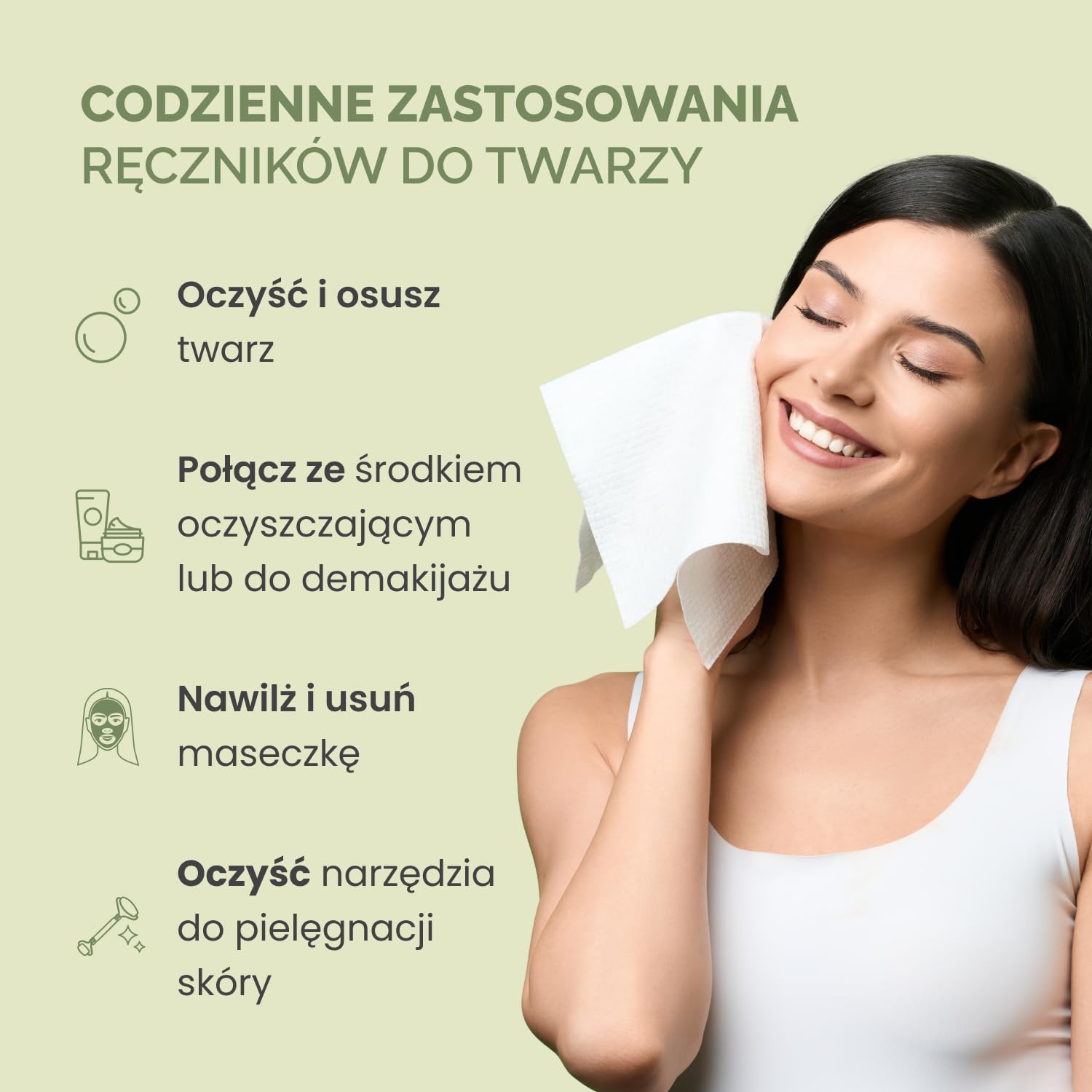 PLANTIFIQUE Ręczniki do Twarzy XL 25x30 cm – 100% Biodegradowalne Wiskoza – Jednorazowe Ręczniki Kosmetyczne dla Kobiet – 15 szt.