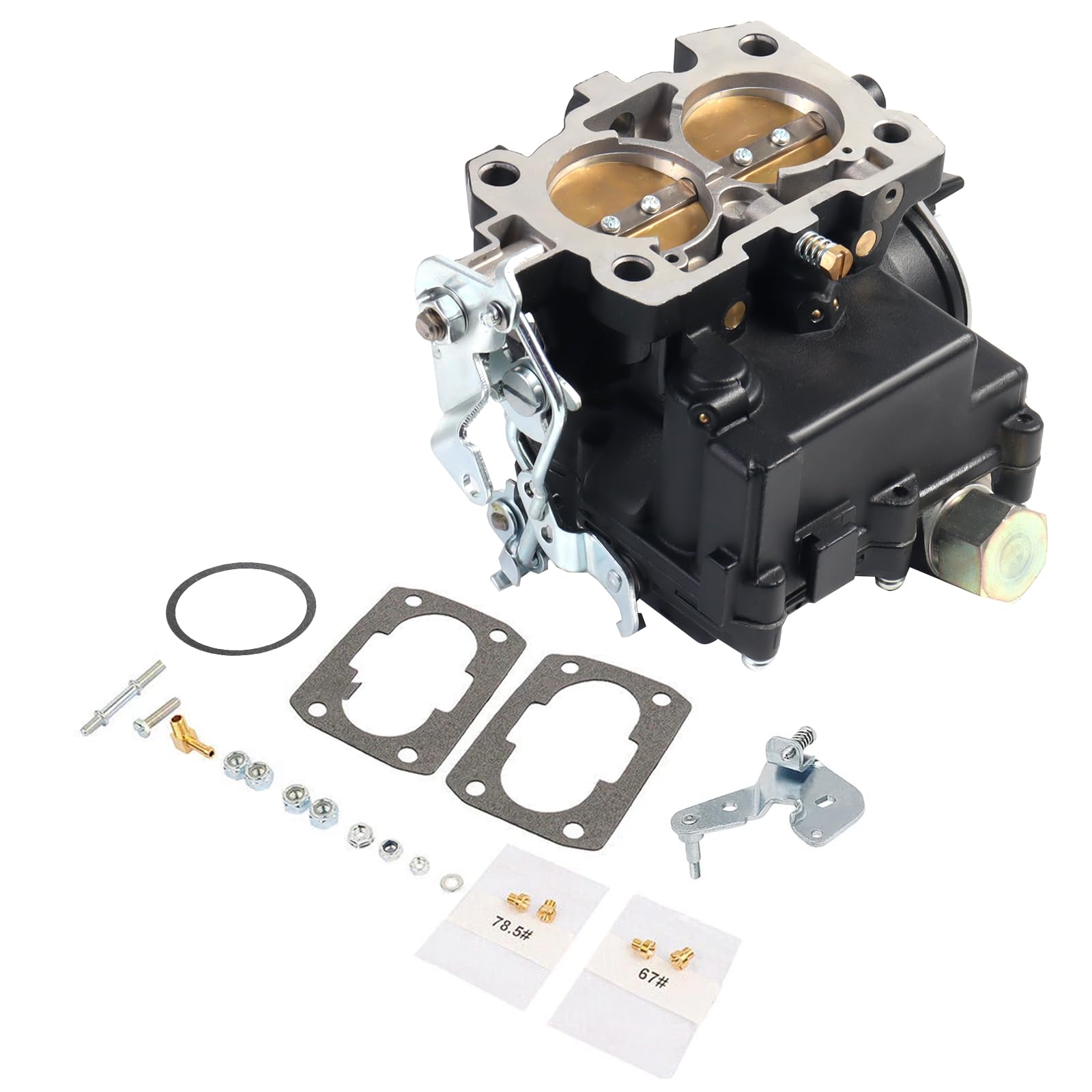 Mercruiser 3.0 - Carburador marino para Mercruiser de 2 barriles Mercarb Carb 3.0L 4.3L 5.7L 2.5L 5.0 V8 350 Motor con junta de chorro de estrangulador eléctrico y enlace corto y largo