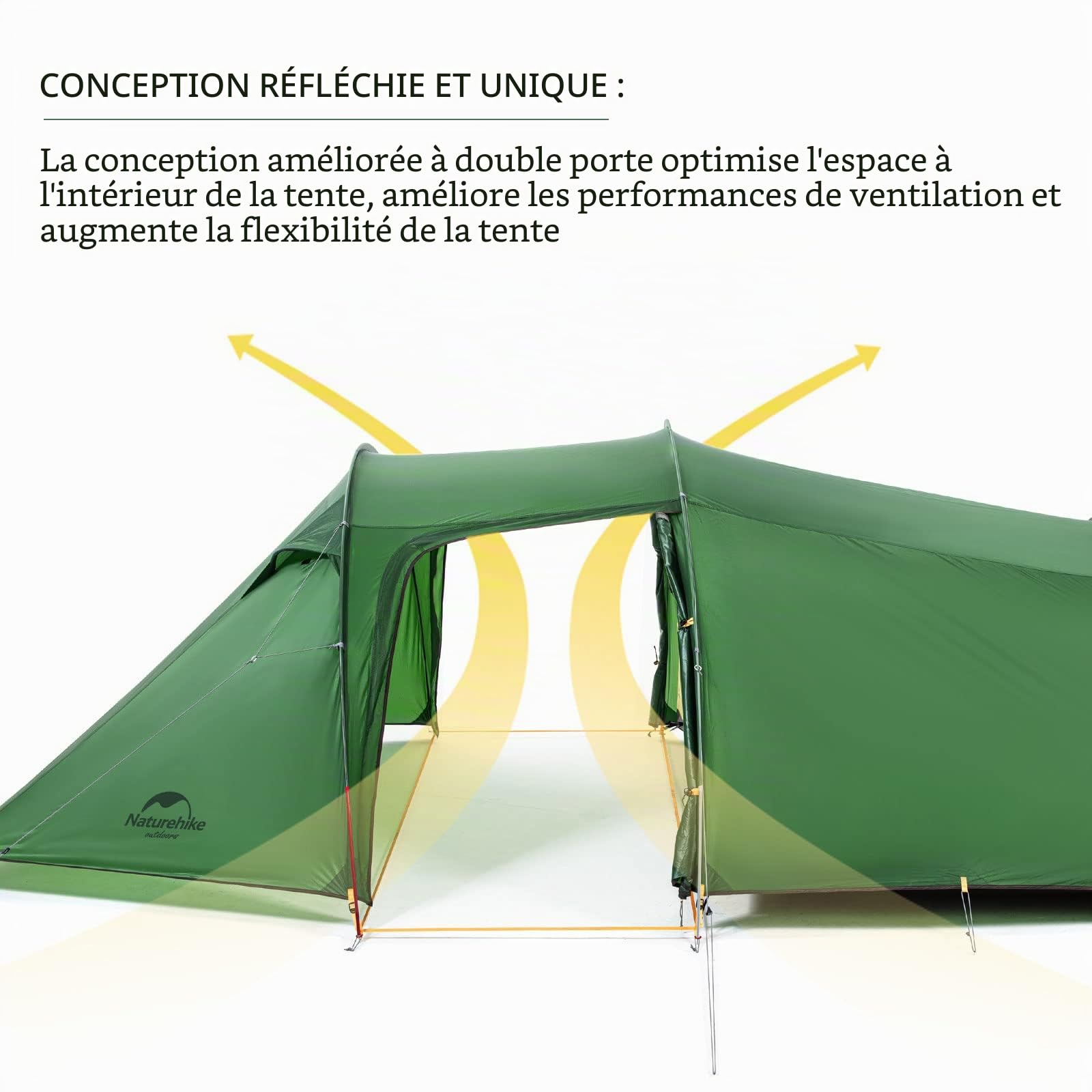 Naturehike Opalus Tente Tunnel 2/3 Personnes Familiale Spacieuse et Légère avec Auvent Sac à Dos 4 Saisons pour Le Camping Backpacking Outdoor