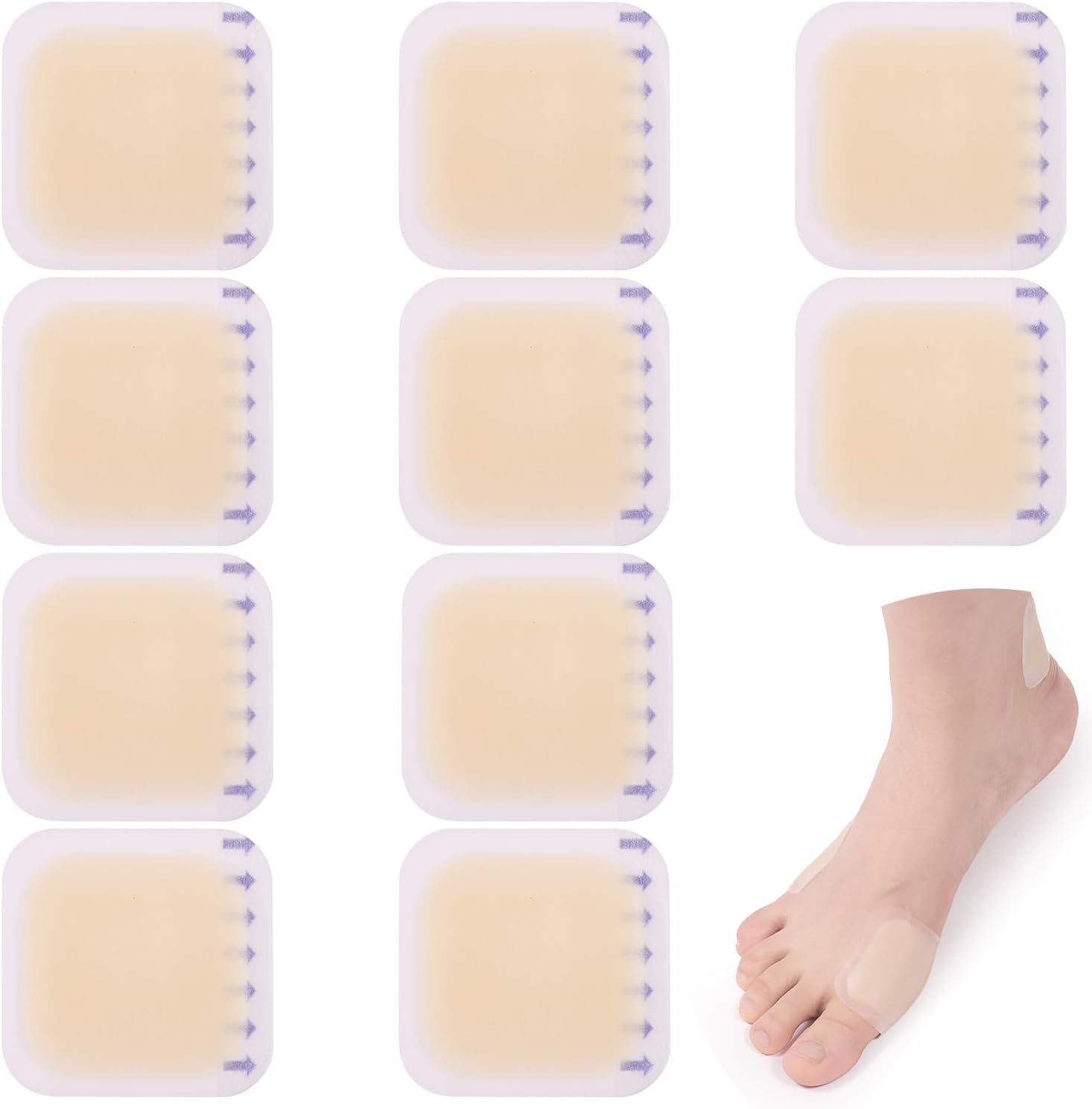 10 unidades de vendaje blíster, almohadillas de ampollas finas impermeables de gel, vendajes hidrocoloides, protectores de dedos, almohadillas de