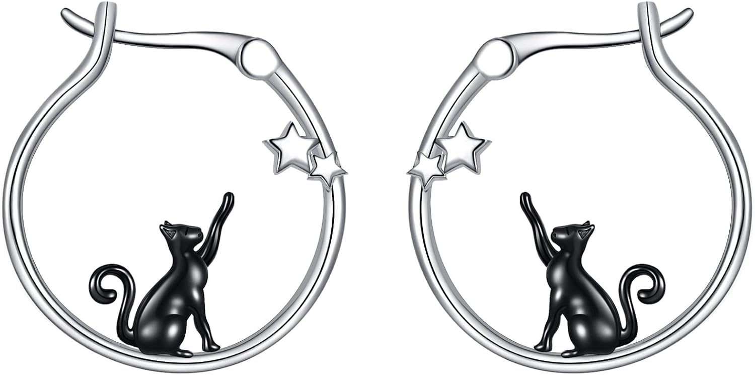 Cute Animal 925 Sterling Silver Hoop Earring Circle Earring S925 Jewelry for Women