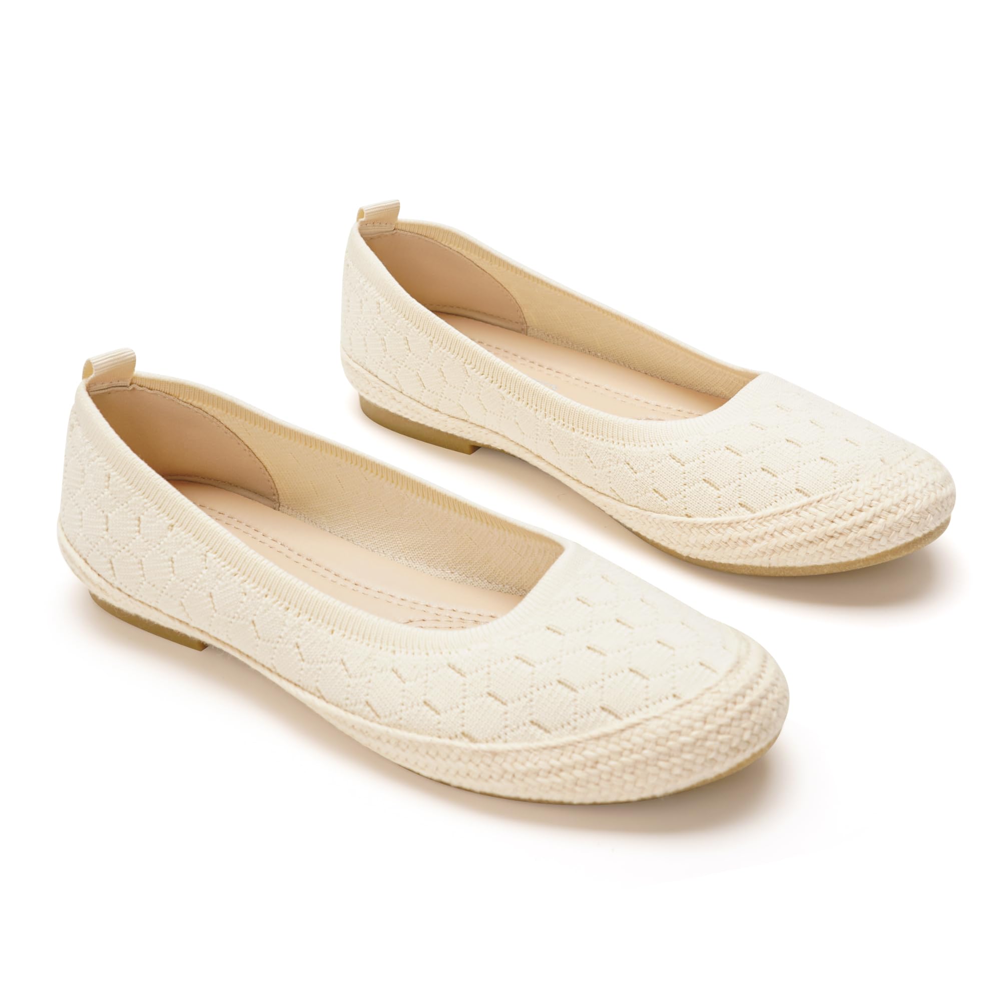 GLAMORA Chaussures plates pour femme, tissu texturé, semelle en sparthe, antidérapante, poids léger