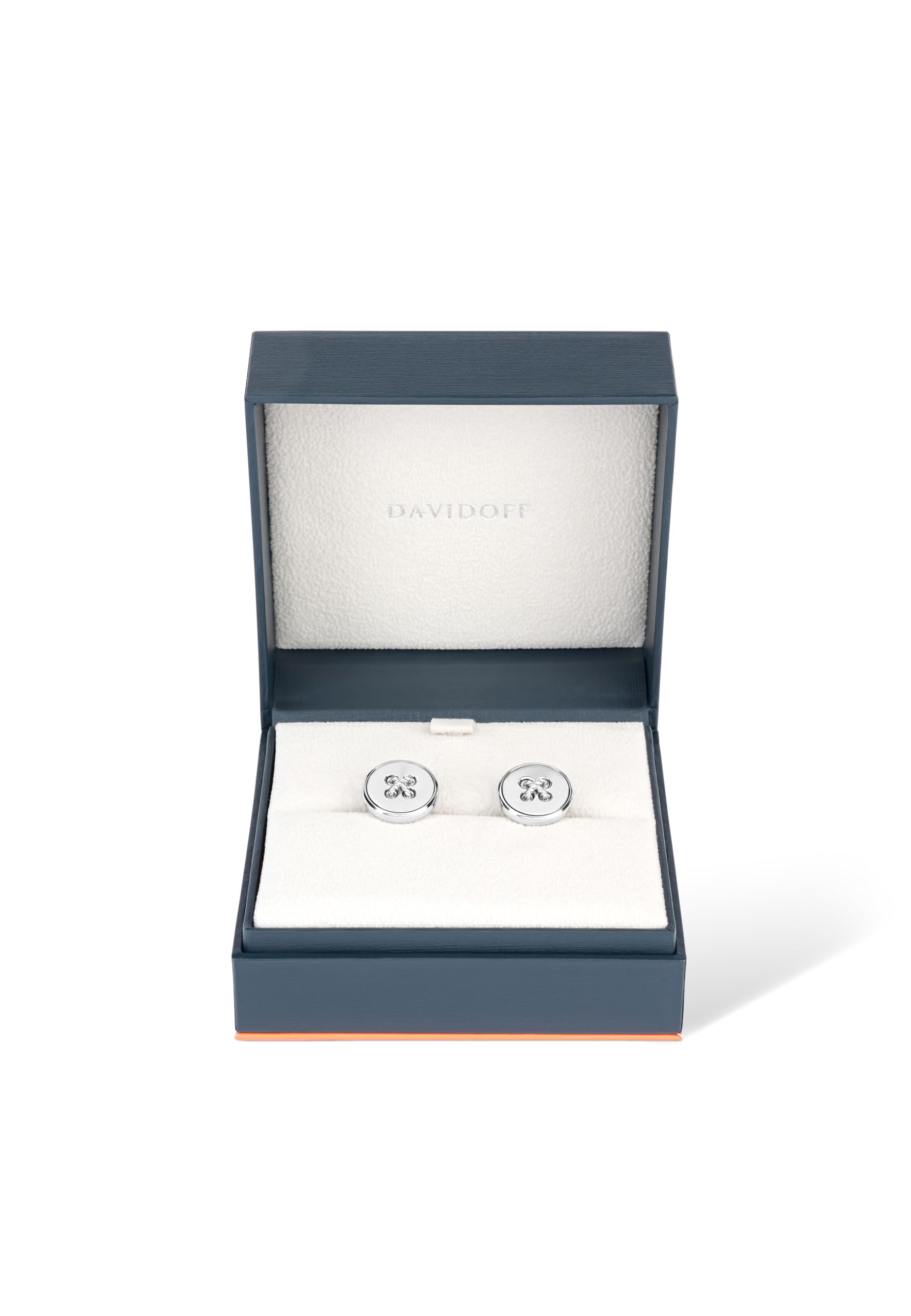 DAVIDOFF Manschettenknöpfe – Runde Manschettenknöpfe, versilbert – originelle Herrenhemd-Accessoires – Rhodiniertes Messing – Hochzeiten und Events