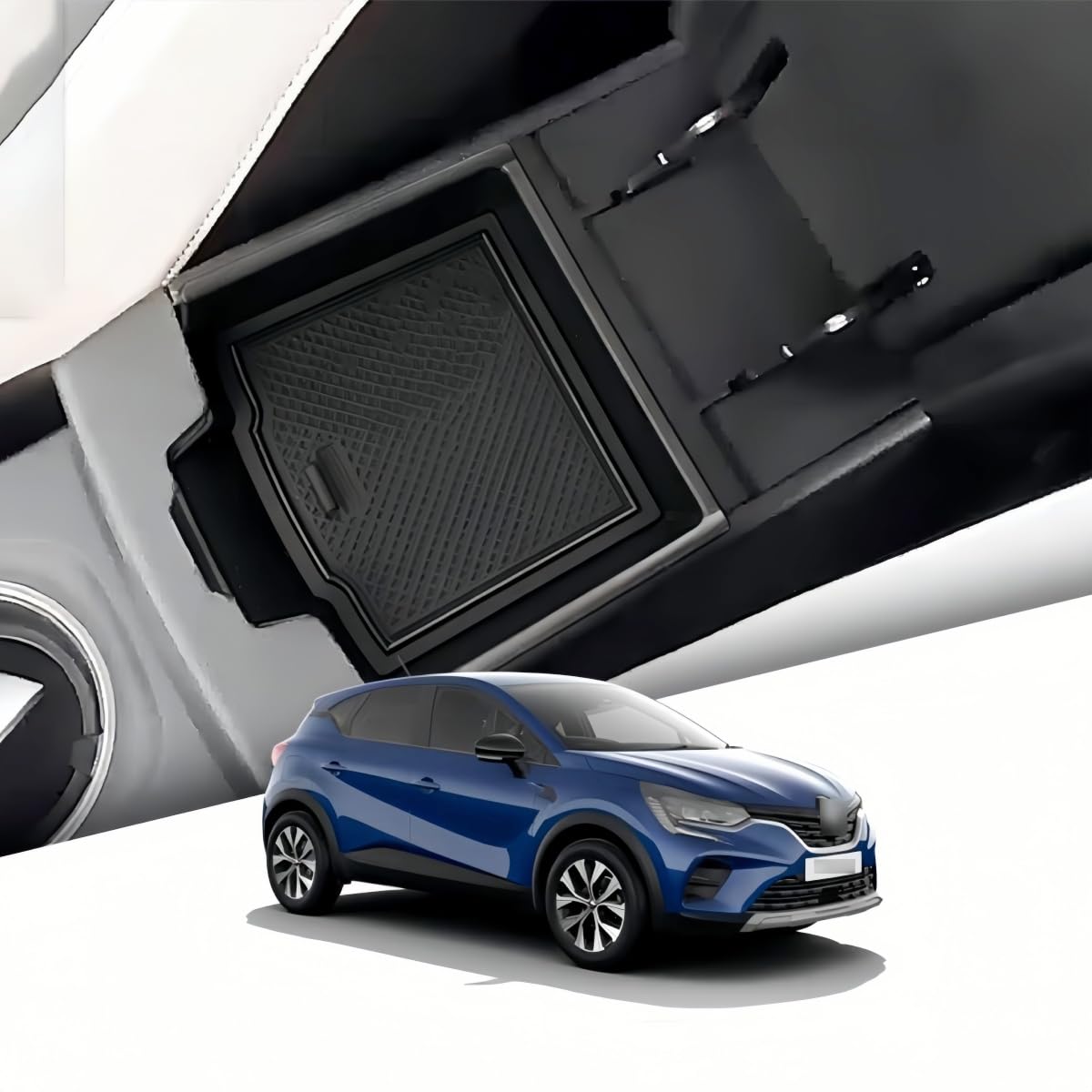 Scatola Portaoggetti Per Console Centrale Renault Captur 2 (2020-2024/2025) - Organizer Con Fondo Antiscivolo, Colore Rosso