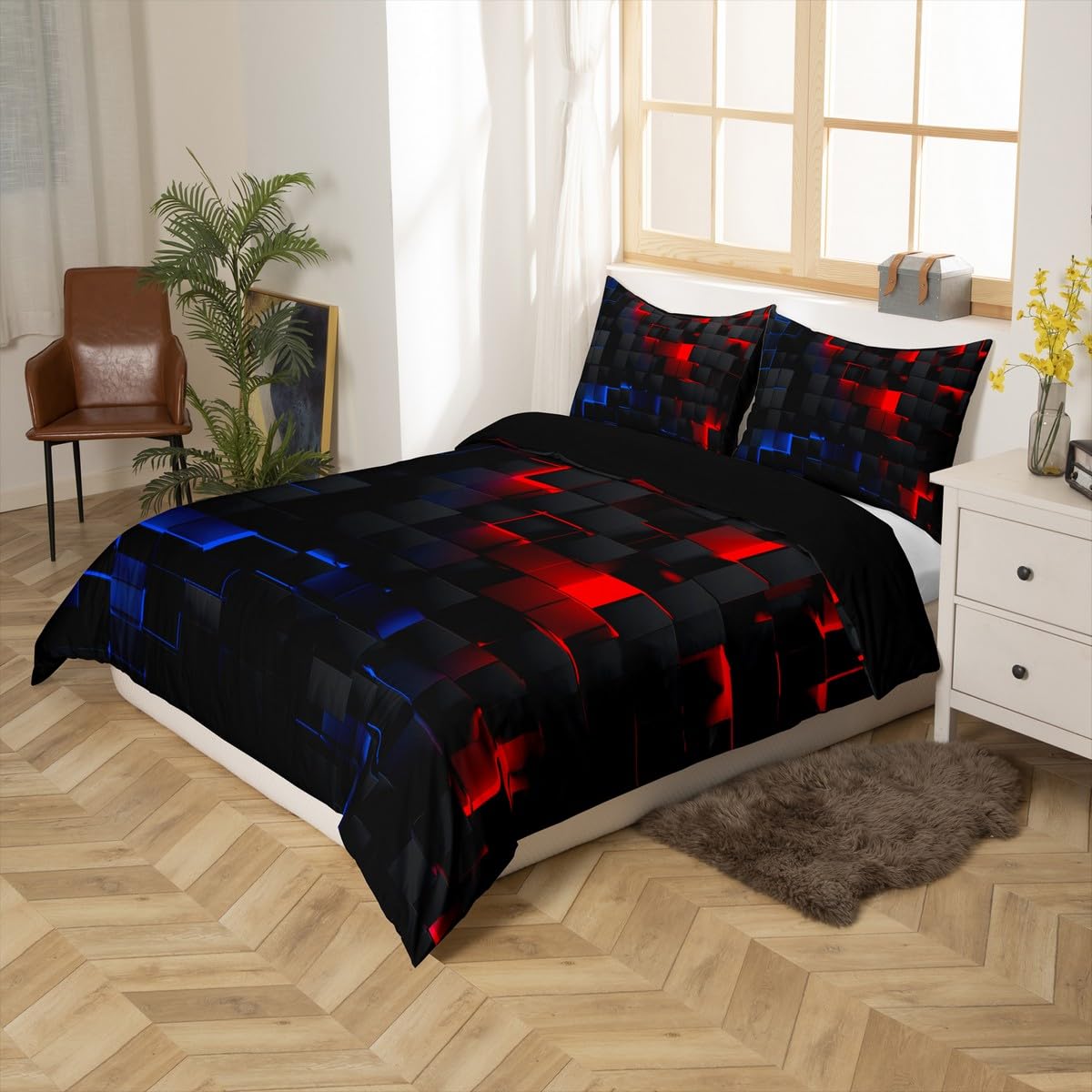 Homewish Modern Geometric Cube Design King Duvet Cover - Image 3