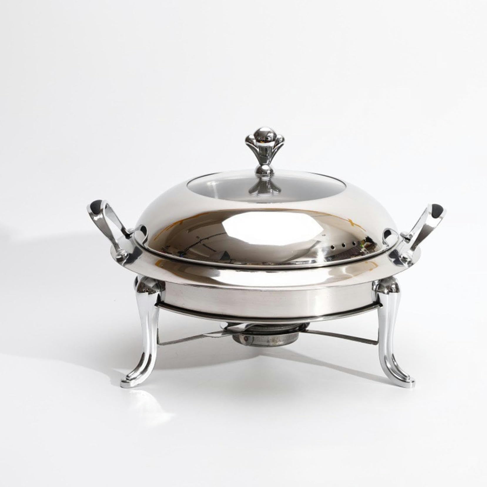 Hadecoll Silver Chafing Dish Buffet Round Chafing Dish Buffet Set,Stainless Steel Chafers And Buffet Warmers,Food Warming Tray For Parties, Dinners And Catering For Parties, Events, Wedding, Campi,-24Cm