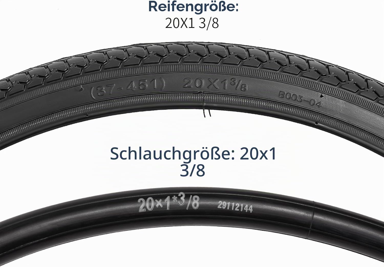 YunSCM 2Pcs 20 Zoll Fahrradreifen 20 x 1 3/8 Mantel 37-451 kompatibel 20X1 3/8 20 x 1 3-8 Stadt/Straße Reifen