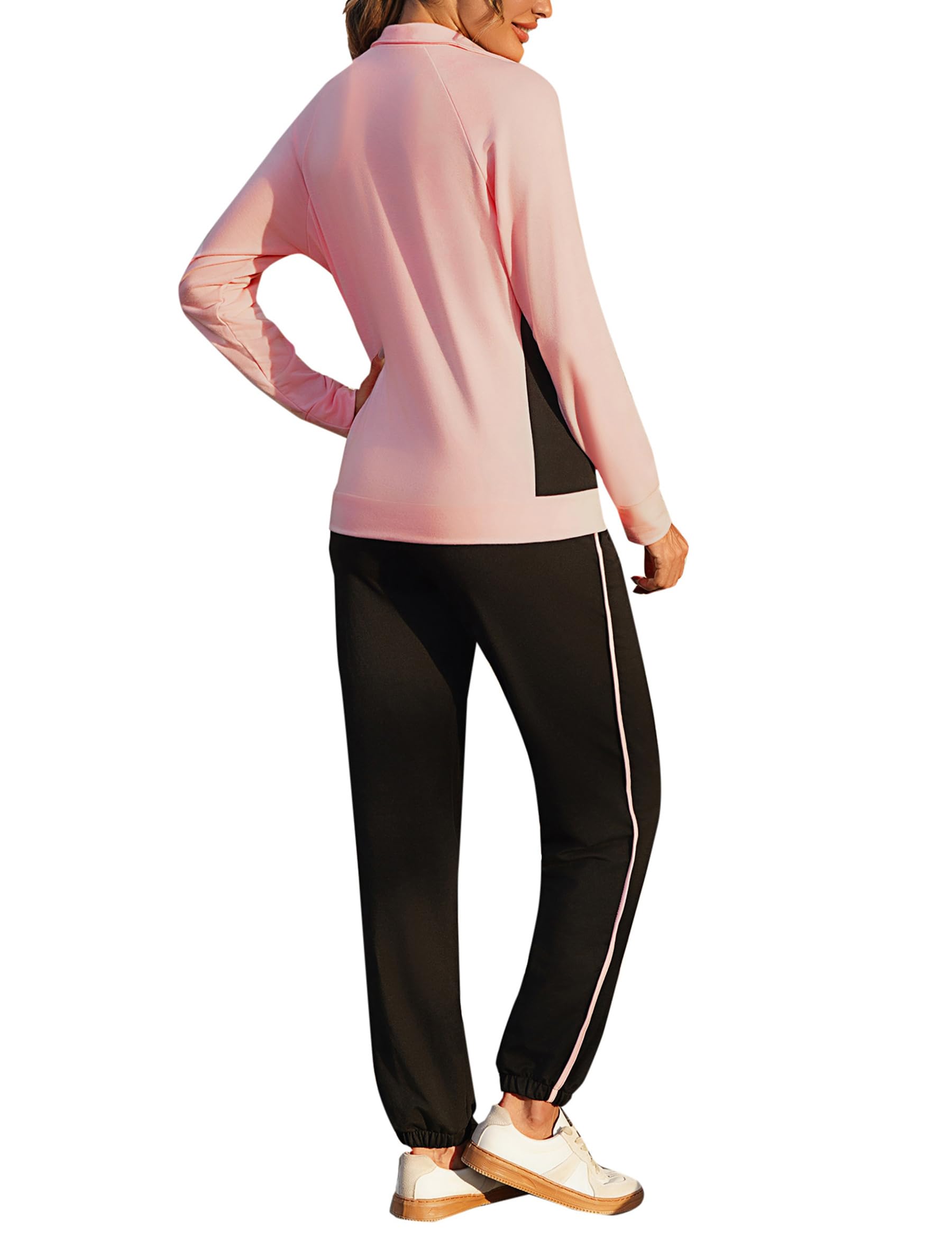 Uniexcosm Full-Zip Tuta Sportiva Donna Con Maniche Raglan E Finiture A Contrasto Tuta Da Jogging Da Donna