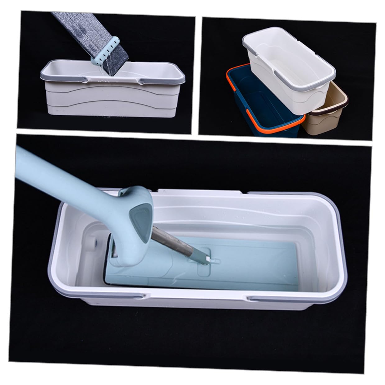 TEHAUX Wischmopp Eimer mit Abflussloch 49x23x18cm Weiß Pp Kunststoff mit Tragegriff und Großem Fassungsvermögen Haushalts Mopp Reinigungseimer für Sauberes Händewaschen Zufällige Farbe