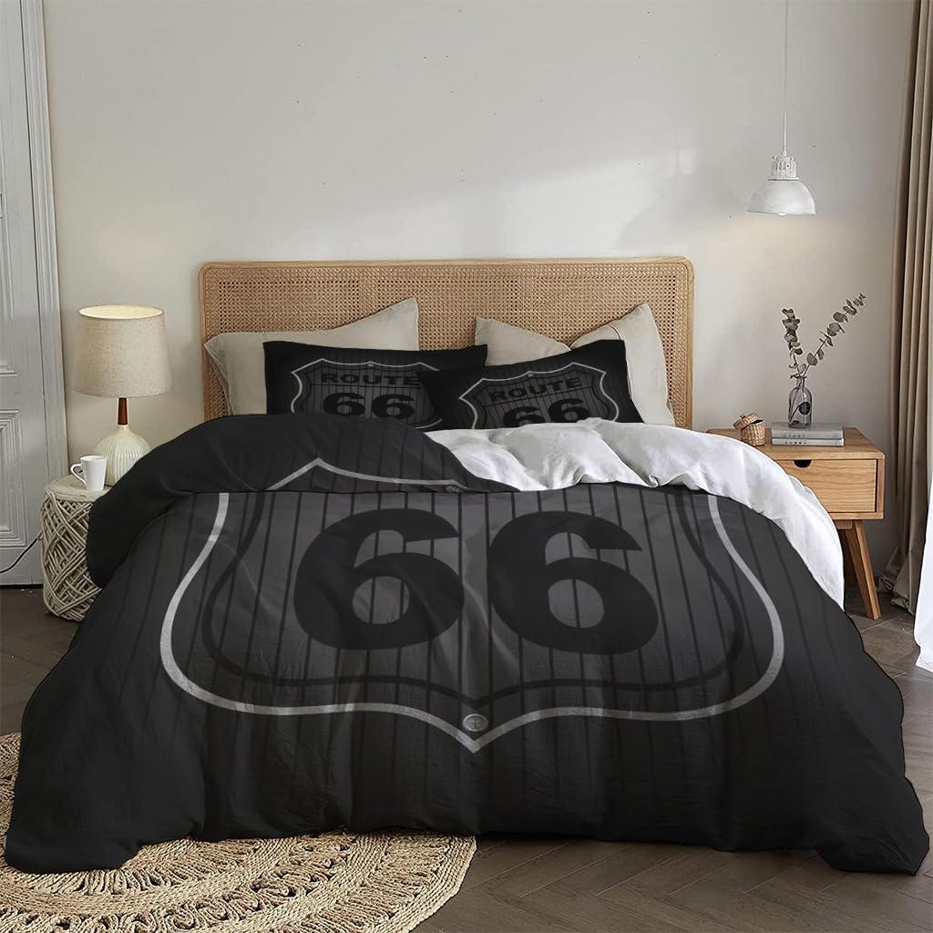 NIBAINLO 布団カバールート 66 を黒背景に表示 肌に優しい ピーチスキン加工 掛け布団カバー 和式 洋式 あったか 布団カバーセット リバーシブル ホームステイ ホテル 家庭兼用