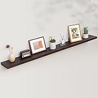 Vista 16 de Axeman Estantes flotantes de madera de olmo rústico para pared, estante de pared de 48 x 8 pulgadas de profundidad con soporte invisible, estantes