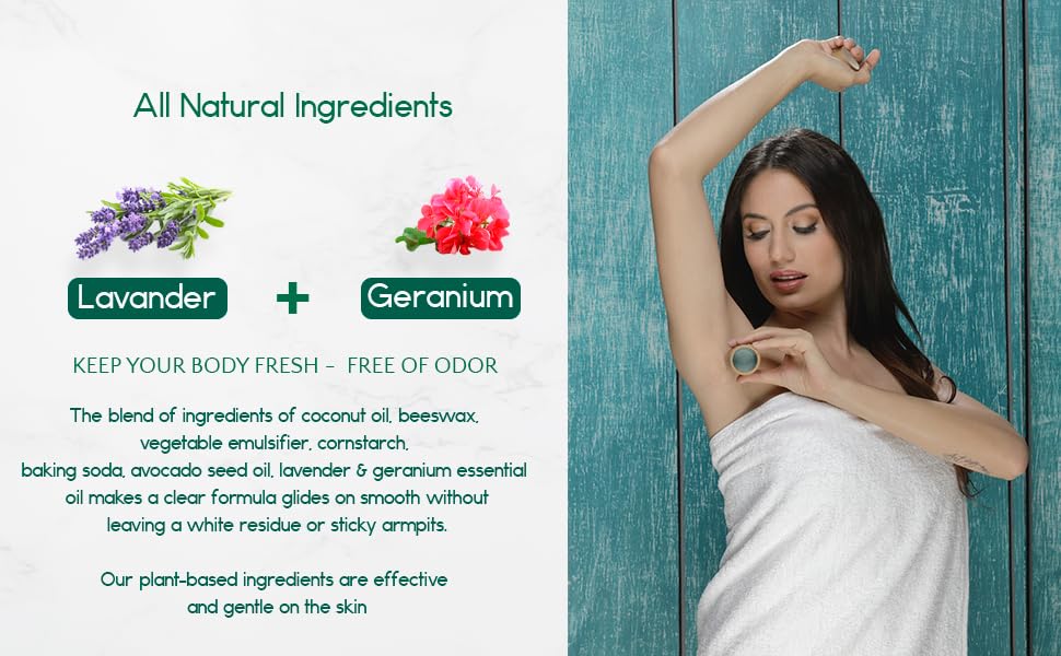 Miniatura 3 de BeNat. Paquete de 2 desodorantes naturales sin plástico para mujeres y hombres, sin lavanda y geranio, sin aluminio, sin gluten y sin crueldad,