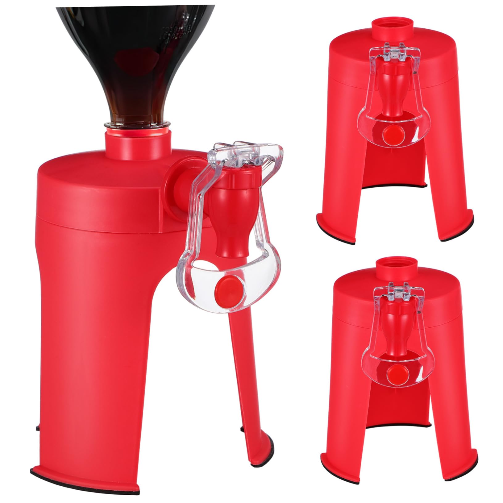 GRIRIW Creative Soda Dispenser Stand Inverted Drink Dispenser with Faucet for Bottles Easy to Use Keeps Beverages Fresh Food Grade Hard Plastic Red Color