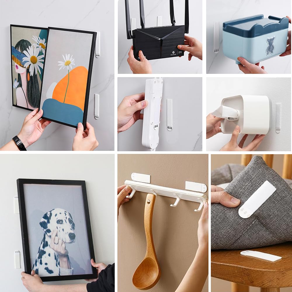 48 Paia Appendi Quadri Senza Chiodi, Strisce Appendi Quadri AdesivI, Attacca Quadri Muro Senza Chiodi, Strisce Adesive per Quadri, Cornici, Poster, Decorazioni Natalizie-92x19 mm