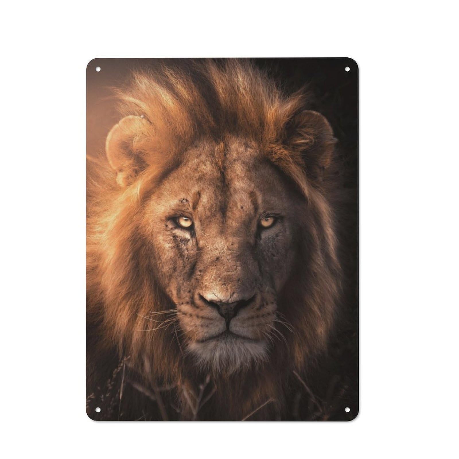 Junmoney Majestic Lion Portrait Rustic Tin Sign 40X30cm Featuring For Bar Or Restaurant, A Housewarming Gift For Bar Decor Enthusiasts