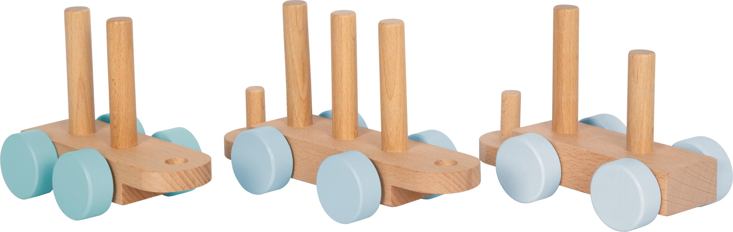 Small Foot Trenino Blu in Legno, con 14 Elementi da combinare, per Bambini dai 12 Mesi, 12695