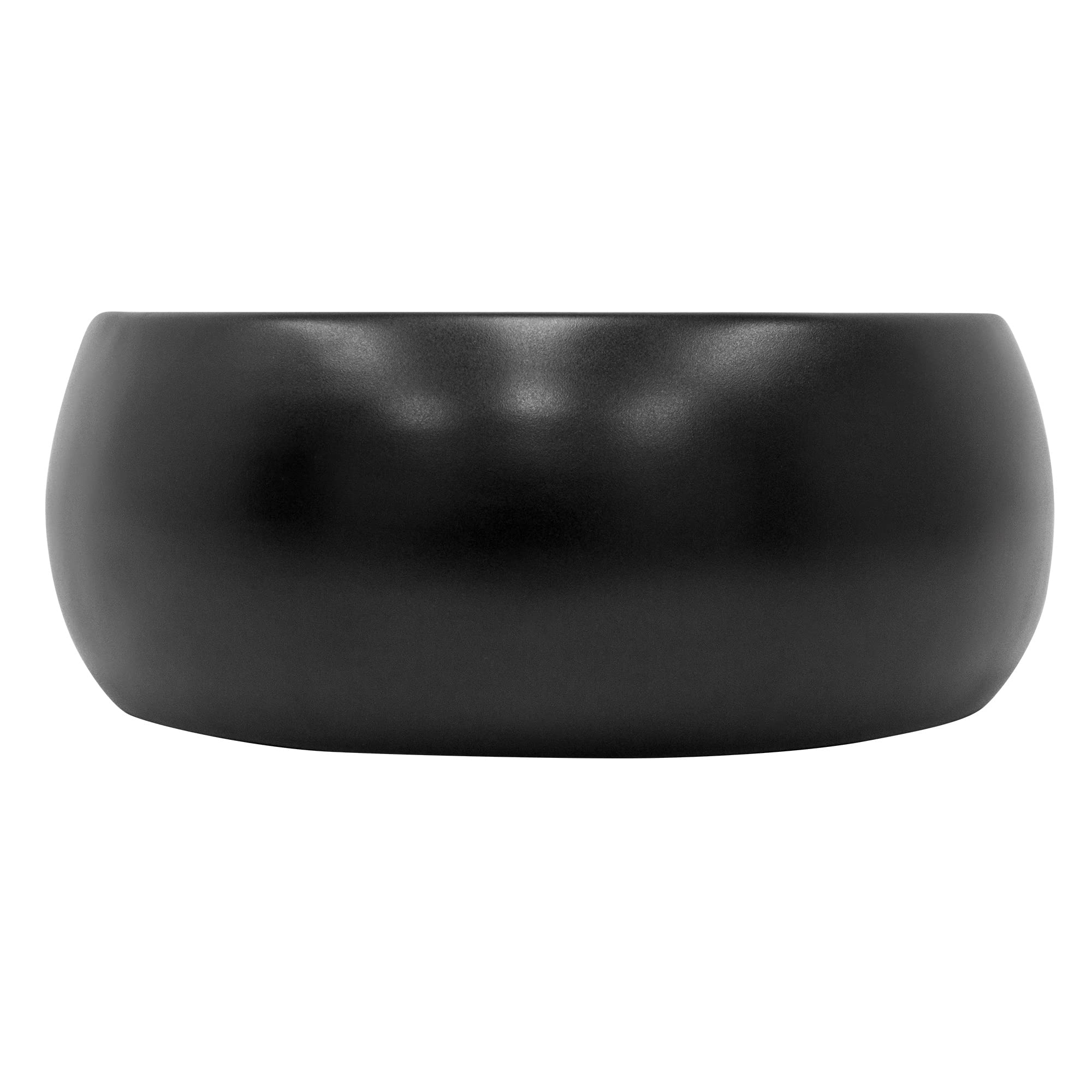 LuxeBath Lavabo da Appoggio in Ceramica Nero Finitura Opaca Ø 400 x 155 mm Lavandino Rotondo Design Moderno Lavamani con Foro di Scarico e Piletta Lavello Elegante Sanitari per Bagno Toilette WC