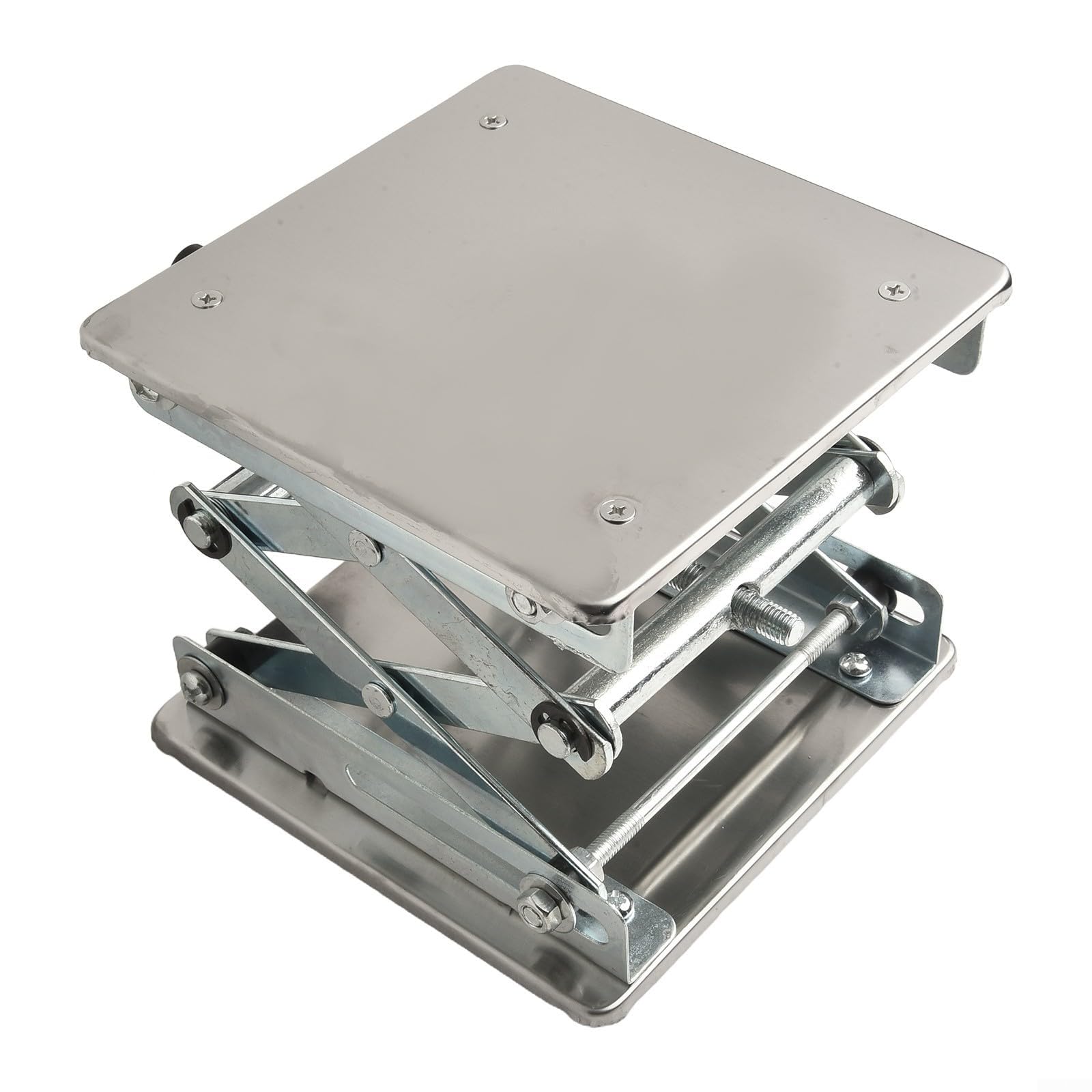 Piattaforma di sollevamento da laboratorio in acciaio inox regolabile in altezza, supporto per applicazioni scientifiche, ideale per laboratori e ricerche