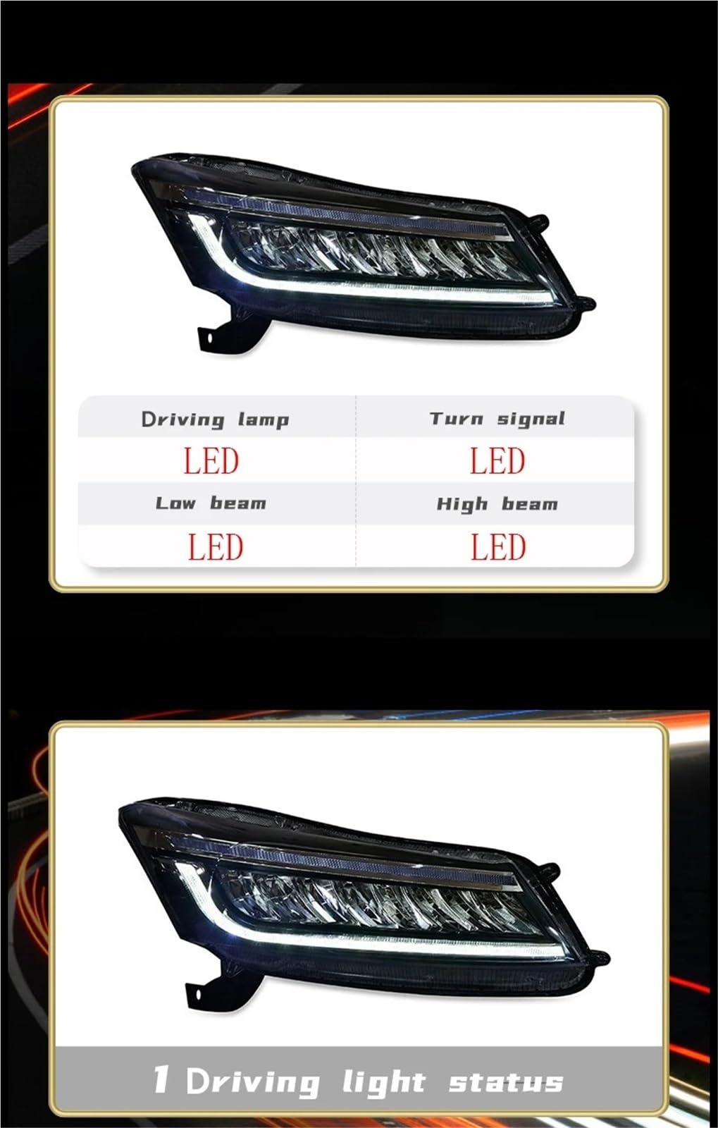 Gruppo Faro per Auto Accord G8 2008-2013, Ricambio per Auto, Gruppo Faro DRL, luci di direzione dinamiche, fari Anteriori