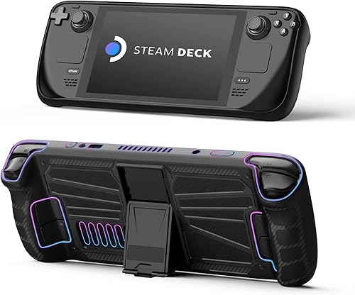 Anywest Protective Case for Steam Deck, TPU and PC Protective Cover Case with Adjustable Kickstand, Four-Angle Stand Base Protector, Non-Slip,