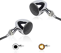 FACAILAHA Universal Chrome Bullet LED Switchback Turn Signals 12V - Waterproof Running/Turn Lights for Harley Honda BMW Kawasaki Motorcycles