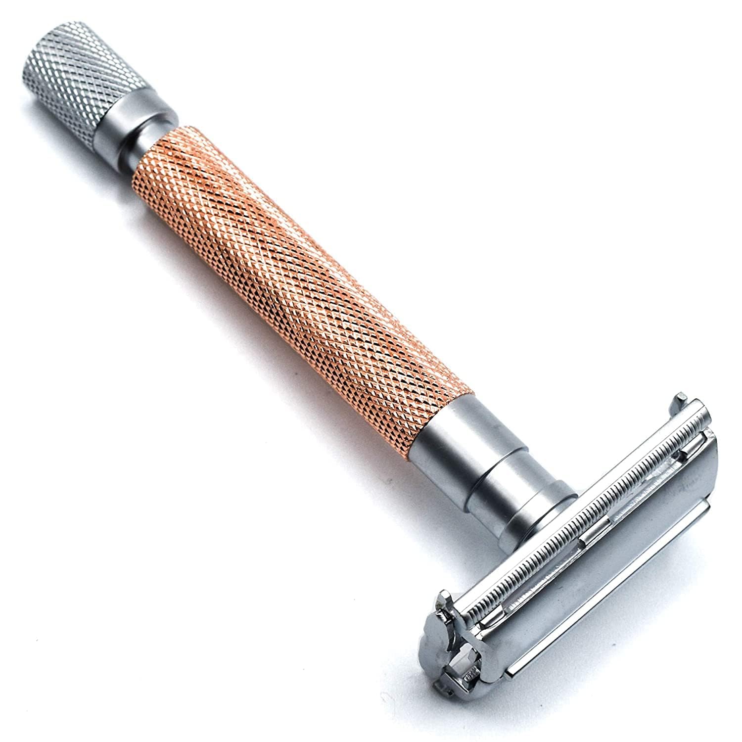 Parker Safety Razor, Parker 74R Rose Gold - Rasoio di sicurezza da uomo a farfalla pesante a doppio bordo aperto a manico lungo