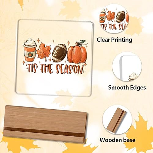 Miniatura 3 de Tis the Season - Decoración de otoño retro para el hogar, oficina, decoración de calabaza, letrero rústico de Acción de Gracias, decoración acrílica