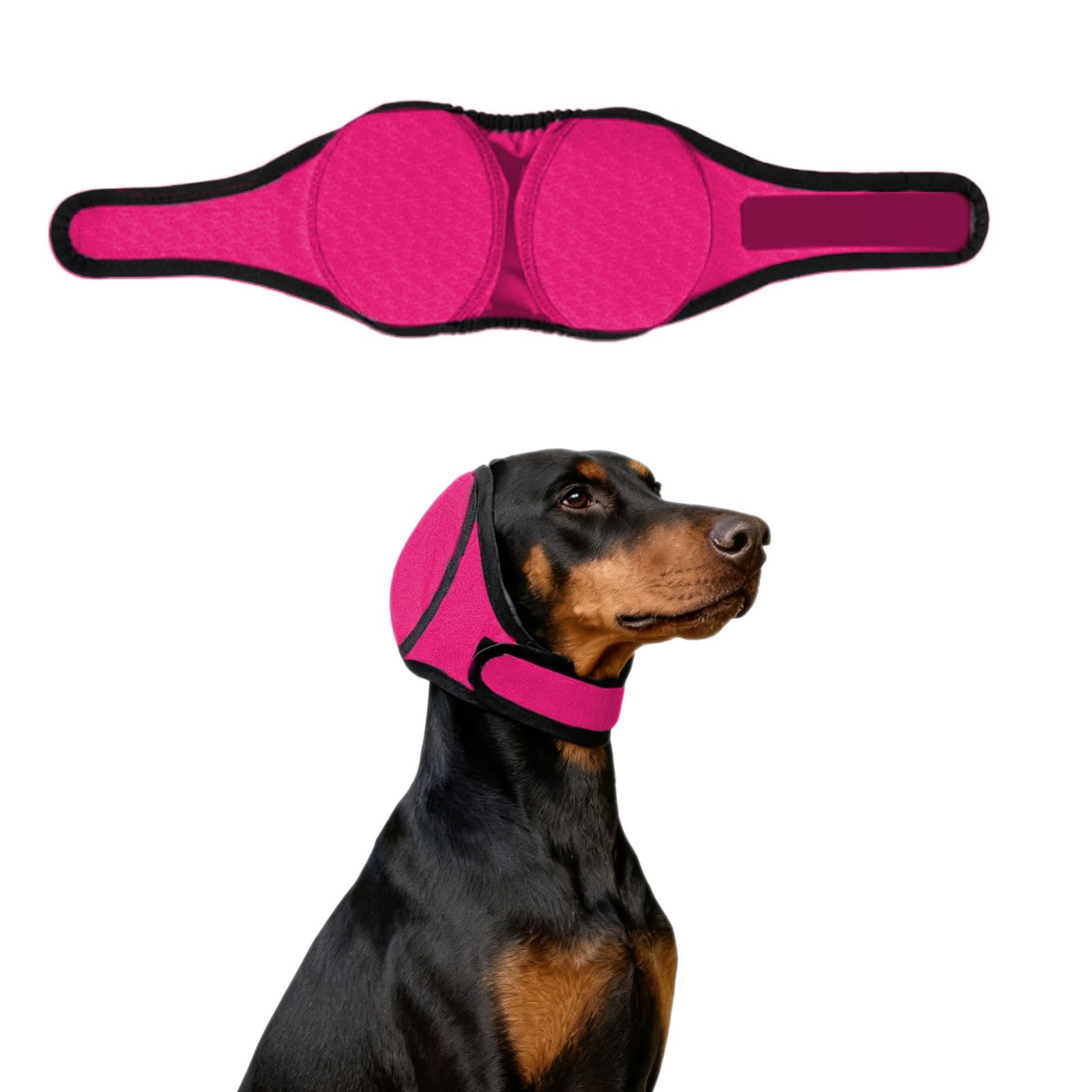 Dog Ear Muffs Noise Protection Comfort Adjustable Protection Cover Defenders Noise Reducing Calming Hood Ear Head Wrap Cups Shower Cap Dog Hood (Pink, S)