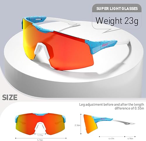 Miniatura 6 de SCVCN Gafas de sol polarizadas para ciclismo, deportes, hombres y mujeres, MTB para montar en bicicleta de montaña, béisbol, correr, pesca