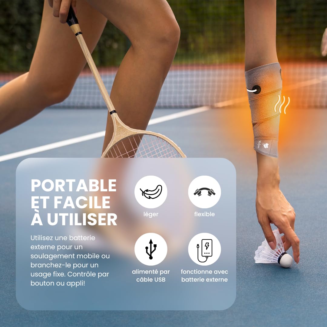 Vulpés RecoveryBrace PRO – Coussin Chauffant sans fil pour Poignet, Coude, Genou, Cheville, Pied | Chaleur infrarouge avancée | Rechargeable & Portable | Contrôle via application