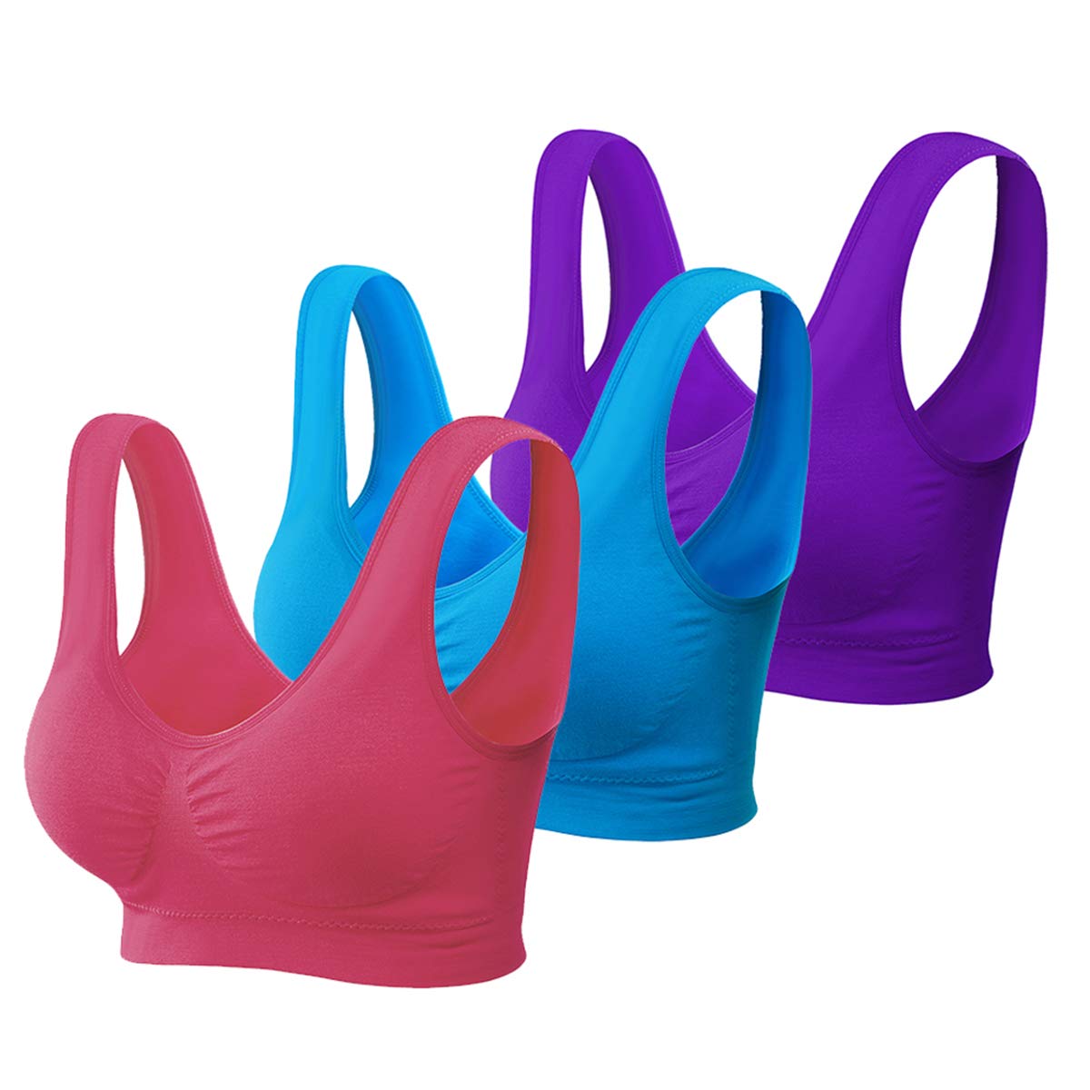 Wirefree Stretchy Sports Bra Seamless Workout Running Yoga Bra Activewear Women Girls Plus Size Pack