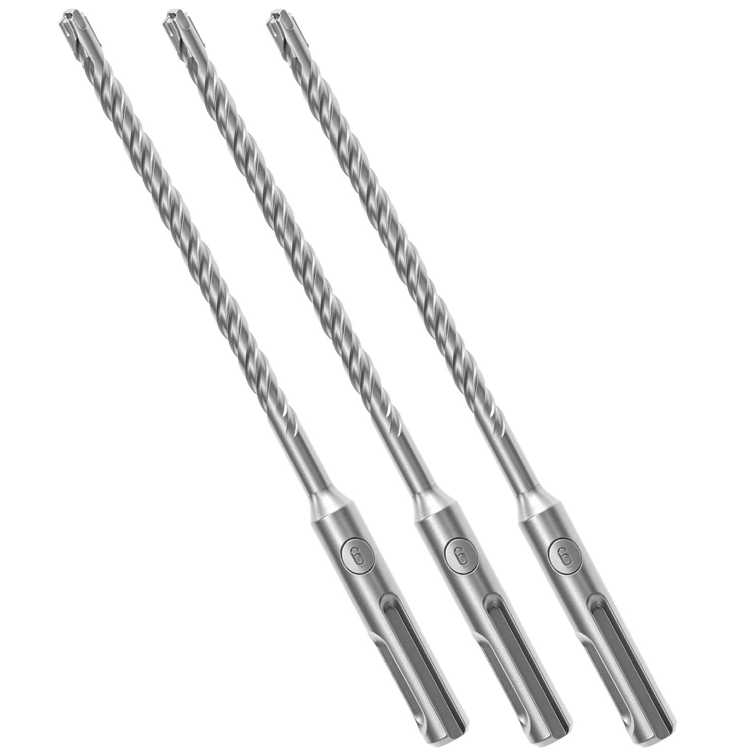QWORK 3 Pieces 6 x 160 mm SDS Plus Drill Bit Set for Concrete, Brick and Stone with 4 Cutting Edges Design, Double Helix