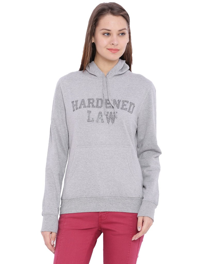 Campus Sutra Women Cotton Color Hooded Sweatshirt