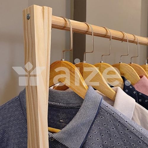 Arara Para Roupas Com Sapateira Closet Cabideiro Expositor Para Lojas em Madeira Natural 100% Pinus