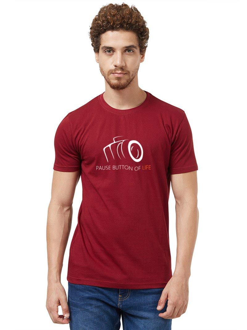 Wear Your OpinionMen's Cotton Half Sleeve Graphic Printed T-Shirt(Design: Pause Button)
